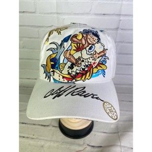 Cliff Raven Artwear Koi Fish Hardy Tattoo Embroidered Mesh Back Snapback Hat Cap